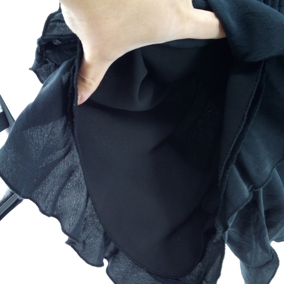 Chaser Black Silk Flouncy Surplice Romper Ruffle Feminine XS - Picture 7 of 13